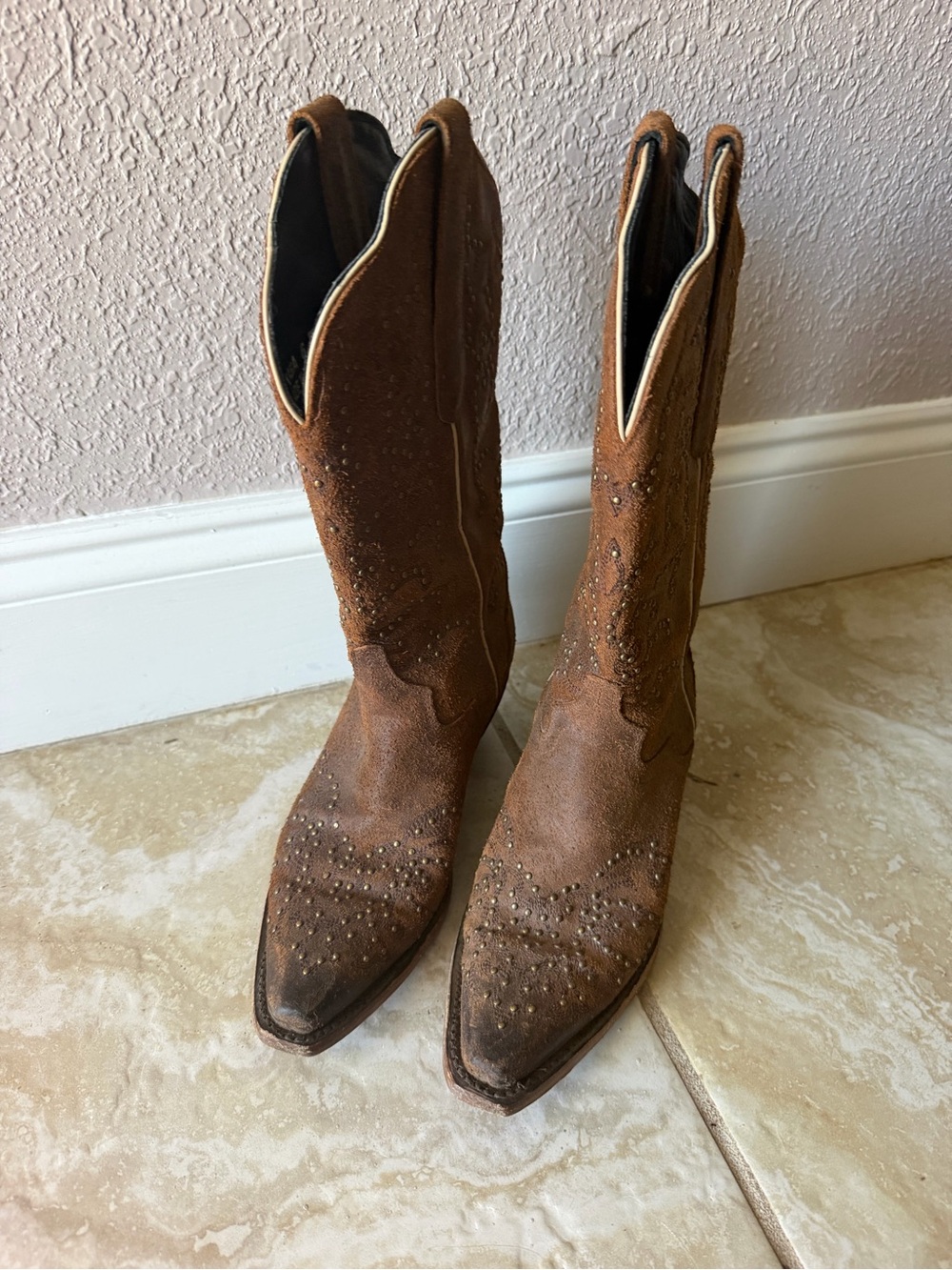 Women's Brown Western Boots with Stud Detail